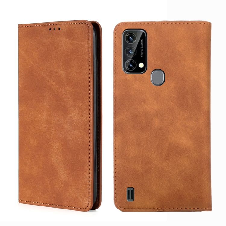 For Blackview A50 Skin Feel Magnetic Horizontal Flip Leather Phone Case(Light Brown) - More Brand by buy2fix | Online Shopping UK | buy2fix