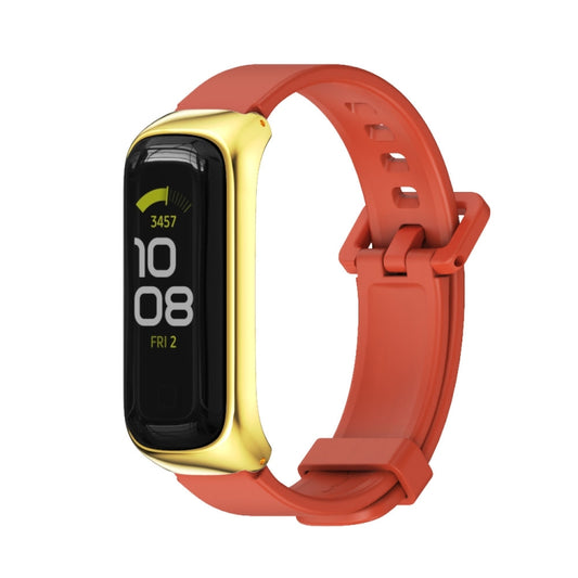 For Samsung Galaxy Fit 2 MIJOBS Metal Case Silicone Watch Band(Orange Gold) - Watch Bands by MIJOBS | Online Shopping UK | buy2fix