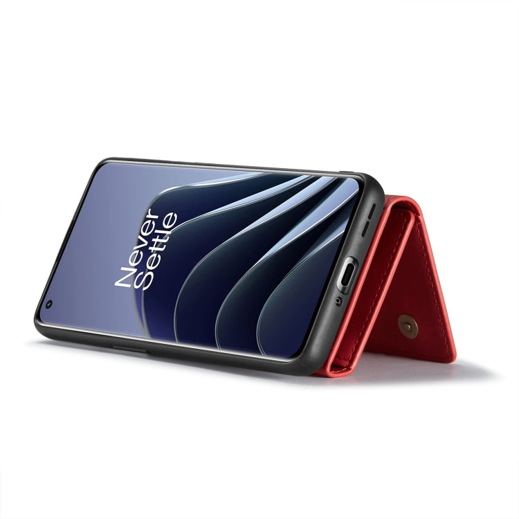 For OnePlus 10 Pro DG.MING M1 Series 3-Fold Multi Card Wallet + Magnetic Phone Case(Red) - OnePlus Cases by DG.MING | Online Shopping UK | buy2fix