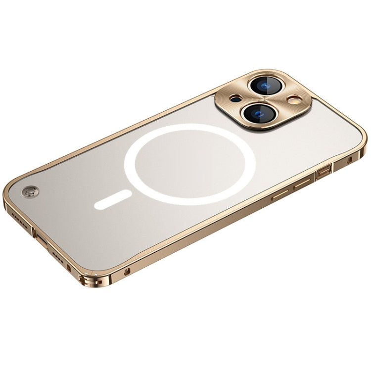 For iPhone 14 Plus MagSafe Magnetic Metal Frame Frosted Phone Case (Gold) - iPhone 14 Plus Cases by buy2fix | Online Shopping UK | buy2fix