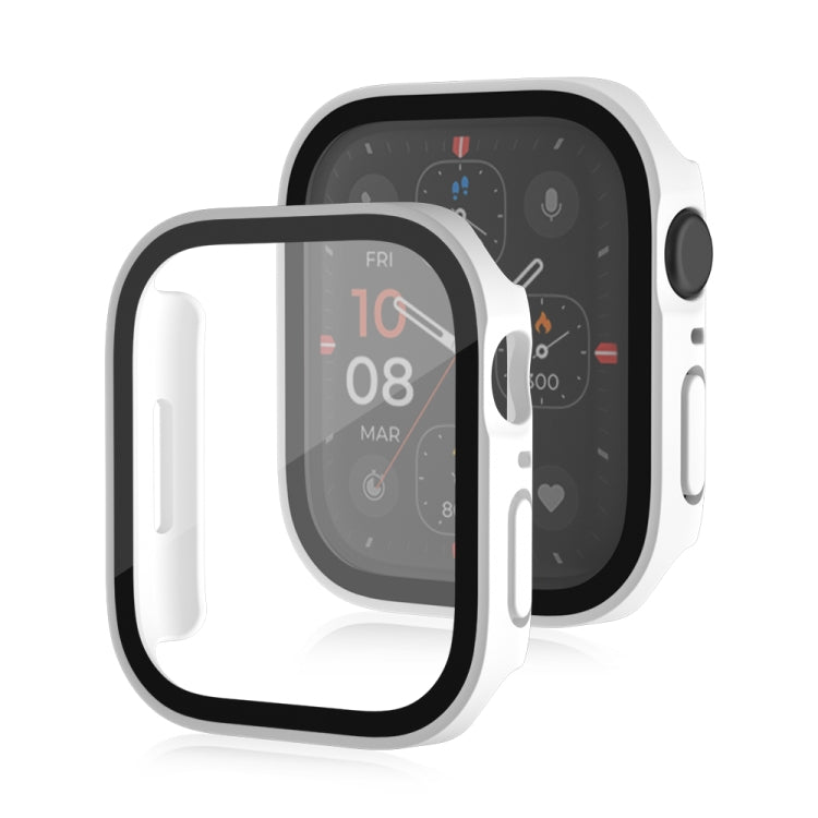 Life Waterproof Frosted 2 in 1 PC Frame + Tempered Glass Protective Case For Apple Watch Series 6 / 5 / 4 / SE 44mm(White) - Watch Cases by buy2fix | Online Shopping UK | buy2fix