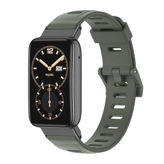 For Xiaomi Mi Band 7 Pro Mijobs Flat Hole TPU Watch Band(Khaki Green Black) - Watch Bands by MIJOBS | Online Shopping UK | buy2fix