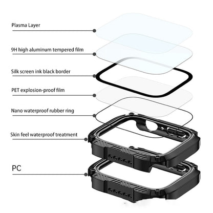 Screen Tempered Glass Film Armor Waterproof Watch Case For Apple Watch Series 8&7 45mm(White) - Watch Cases by buy2fix | Online Shopping UK | buy2fix