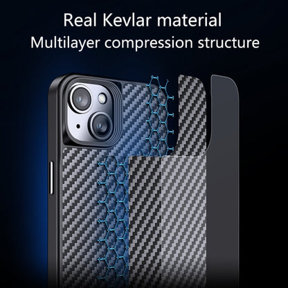 For iPhone 14 Plus wlons Magsafe Carbon Fiber Kevlar TPU Phone Case(Black) - iPhone 14 Plus Cases by wlons | Online Shopping UK | buy2fix