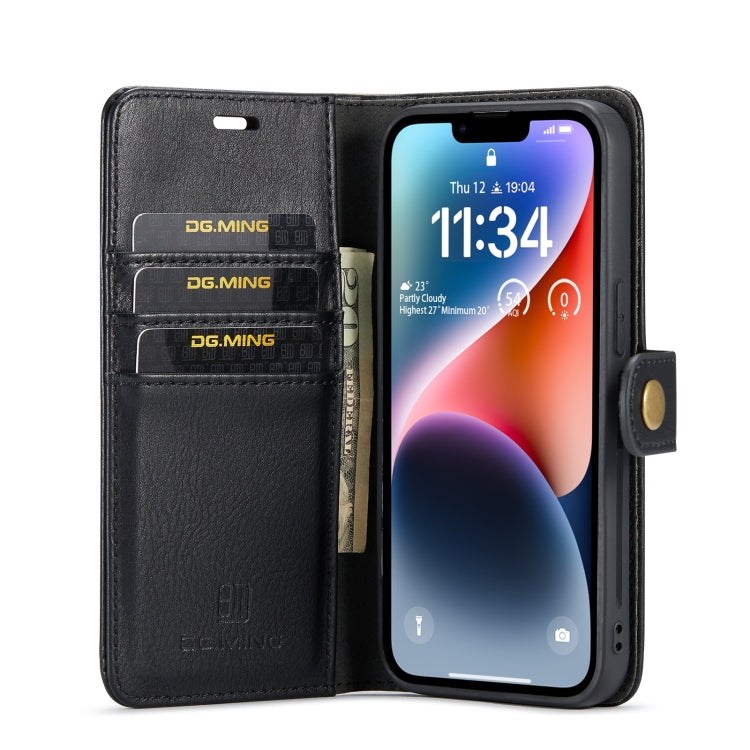 For iPhone 14 Plus DG.MING Crazy Horse Texture Detachable Magnetic Leather Case(Black) - iPhone 14 Plus Cases by DG.MING | Online Shopping UK | buy2fix