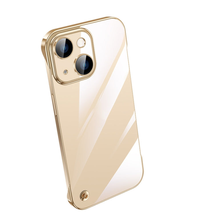 For iPhone 14 Plus Electroplating Frameless Clear PC Phone Case(Gold) - iPhone 14 Plus Cases by buy2fix | Online Shopping UK | buy2fix