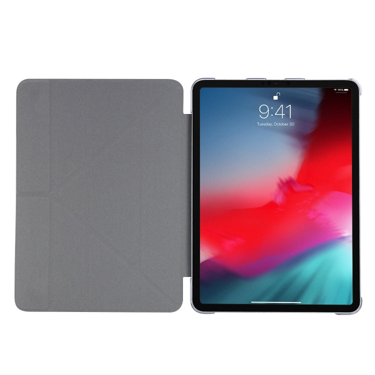 For iPad Air 13 2024 / Pro 12.9 2020 Silk Texture Horizontal Deformation Flip Leather Tablet Case with Three-folding Holder(Silver) - iPad Pro 12.9 (2020) Cases by buy2fix | Online Shopping UK | buy2fix