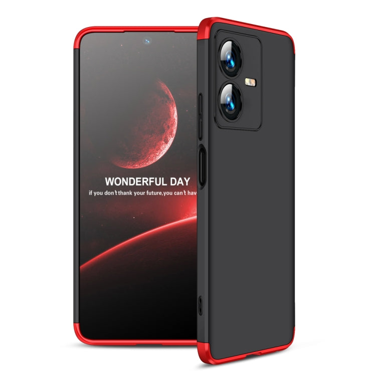 For vivo Y22 / Y22s GKK Three Stage Splicing Full Coverage PC Phone Case(Black Red) - vivo Cases by GKK | Online Shopping UK | buy2fix