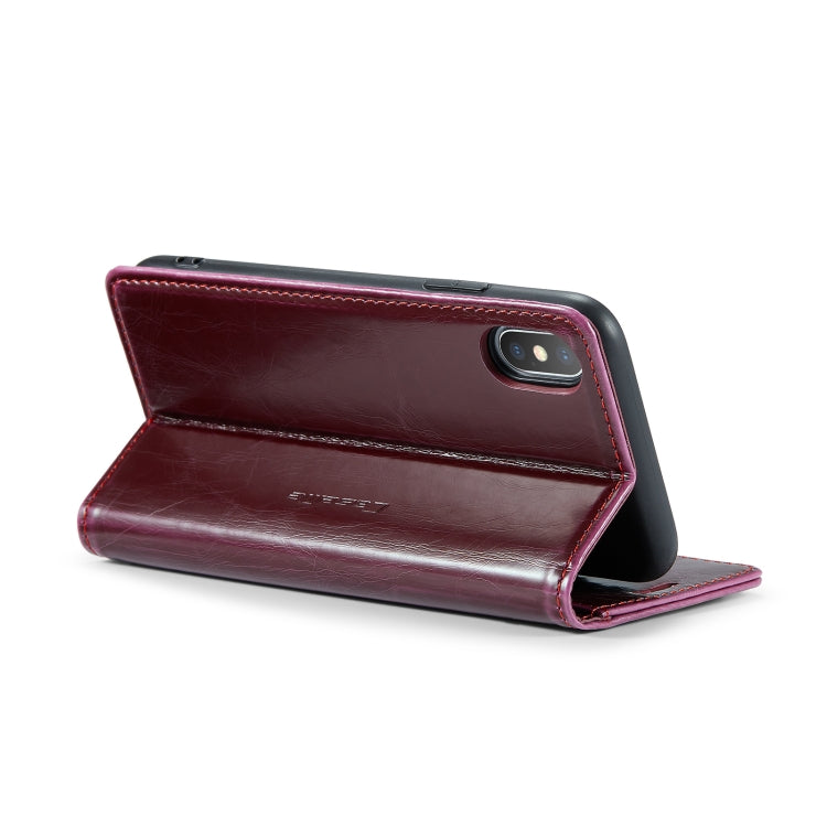 For iPhone XS CaseMe 003 Crazy Horse Texture Leather Phone Case(Wine Red) - More iPhone Cases by CaseMe | Online Shopping UK | buy2fix