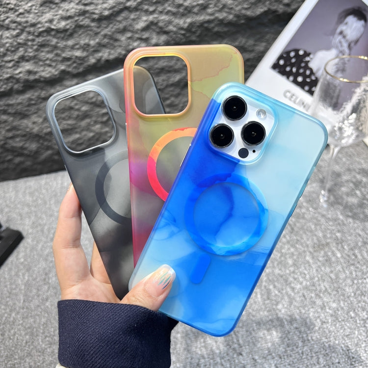 For iPhone 12 Pro Max MagSafe Magnetic Watercolor TPU Phone Case(Black) - iPhone 12 Pro Max Cases by buy2fix | Online Shopping UK | buy2fix