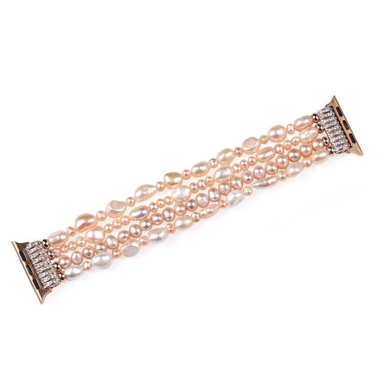 For Apple Watch 5 & 4 44mm / 3 & 2 & 1 42mm Pearl Crystal Watch Band(Natural Pearl) - Watch Bands by buy2fix | Online Shopping UK | buy2fix