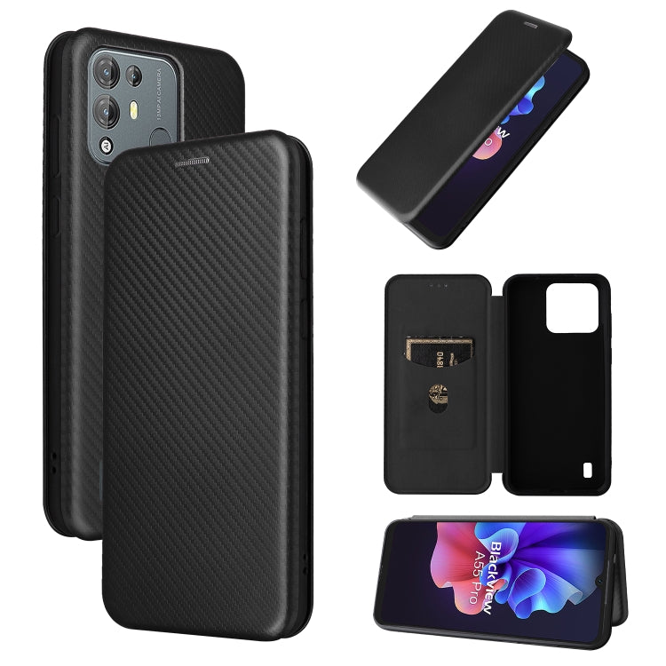 For Blackview A55 Pro Carbon Fiber Texture Horizontal Flip PU Phone Case(Black) - More Brand by buy2fix | Online Shopping UK | buy2fix