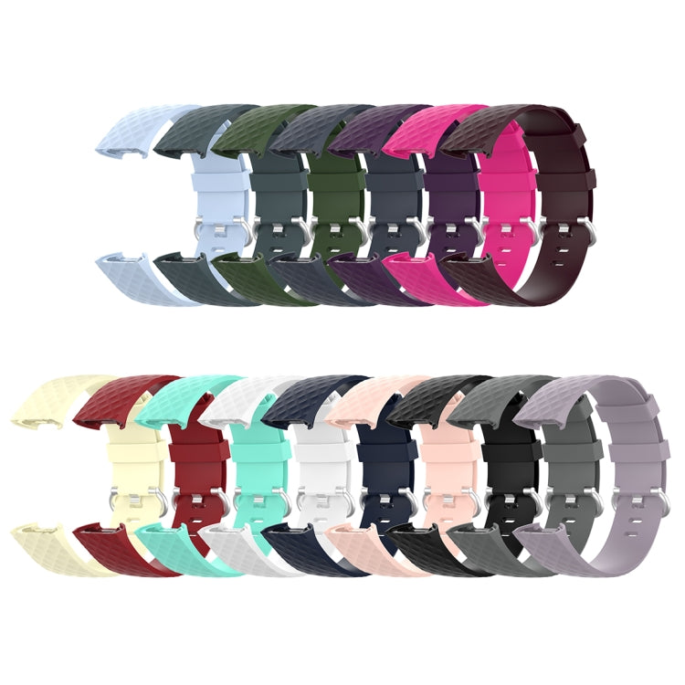 18mm Silver Color Buckle TPU Wrist Strap Watch Band for Fitbit Charge 4 / Charge 3 / Charge 3 SE, Size: S(Dark Purple) - Watch Bands by buy2fix | Online Shopping UK | buy2fix