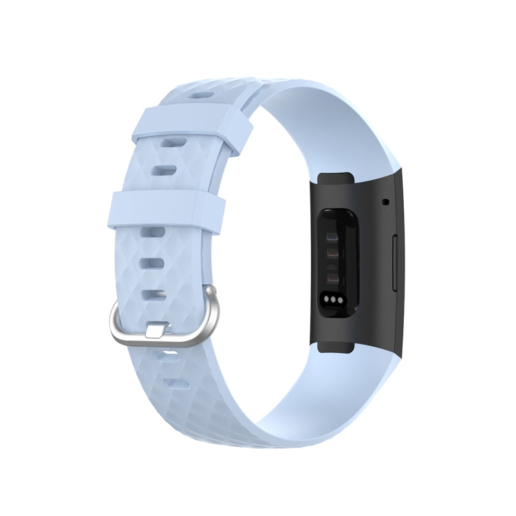 18mm Silver Color Buckle TPU Wrist Strap Watch Band for Fitbit Charge 4 / Charge 3 / Charge 3 SE, Size: L(Light Blue) - Watch Bands by buy2fix | Online Shopping UK | buy2fix
