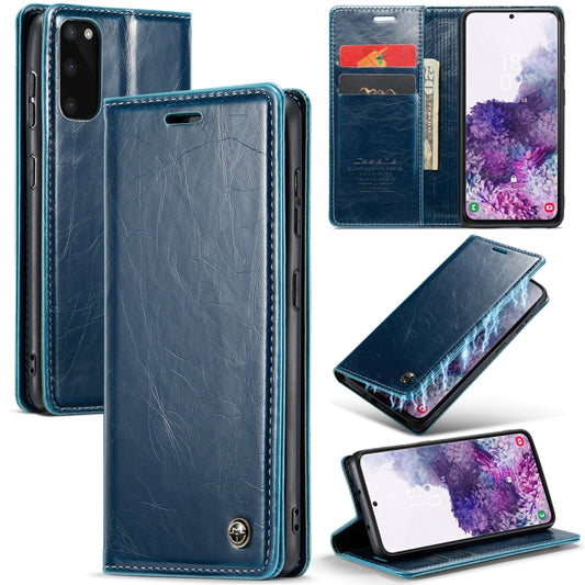 For Samsung Galaxy S20 CaseMe 003 Crazy Horse Texture Leather Phone Case(Blue) - Galaxy Phone Cases by CaseMe | Online Shopping UK | buy2fix