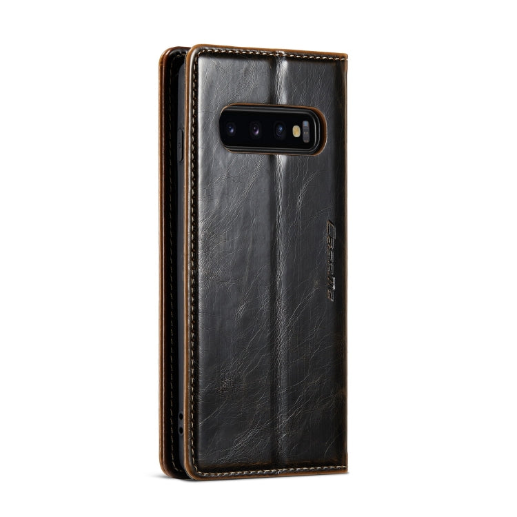 For Samsung Galaxy S10+ CaseMe 003 Crazy Horse Texture Leather Phone Case(Coffee) - Galaxy Phone Cases by CaseMe | Online Shopping UK | buy2fix