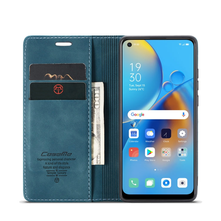 CaseMe 013 Multifunctional Horizontal Flip Leather Phone Case For OPPO F19/F19S/A74 4G/A95 4G/Reno6 Lite 4G Global(Blue) - OPPO Cases by CaseMe | Online Shopping UK | buy2fix