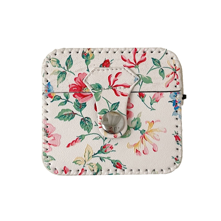 For AirPods 3 White Floral PU Leather Wireless Earphone Case - For AirPods 3 by buy2fix | Online Shopping UK | buy2fix