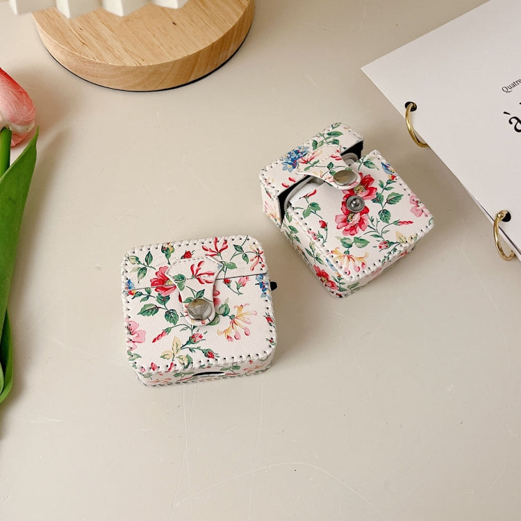 For AirPods 3 White Floral PU Leather Wireless Earphone Case - For AirPods 3 by buy2fix | Online Shopping UK | buy2fix