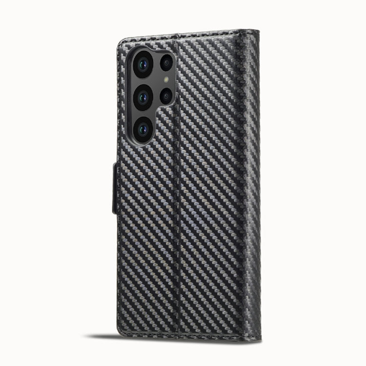 For Samsung Galaxy S23 Ultra 5G LC.IMEEKE Carbon Fiber PU + TPU Horizontal Flip Leather Phone Case(Vertical Black) - Galaxy S23 Ultra 5G Cases by LC.IMEEKE | Online Shopping UK | buy2fix