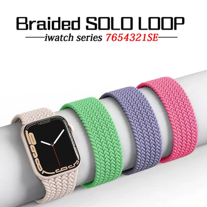 Nylon Single-turn Braided Watch Band For Apple Watch Ultra 49mm / Series 8&7 45mm / SE 2&6&SE&5&4 44mm / 3&2&1 42mm, Length:135mm(Blue Greenreen) - Watch Bands by buy2fix | Online Shopping UK | buy2fix