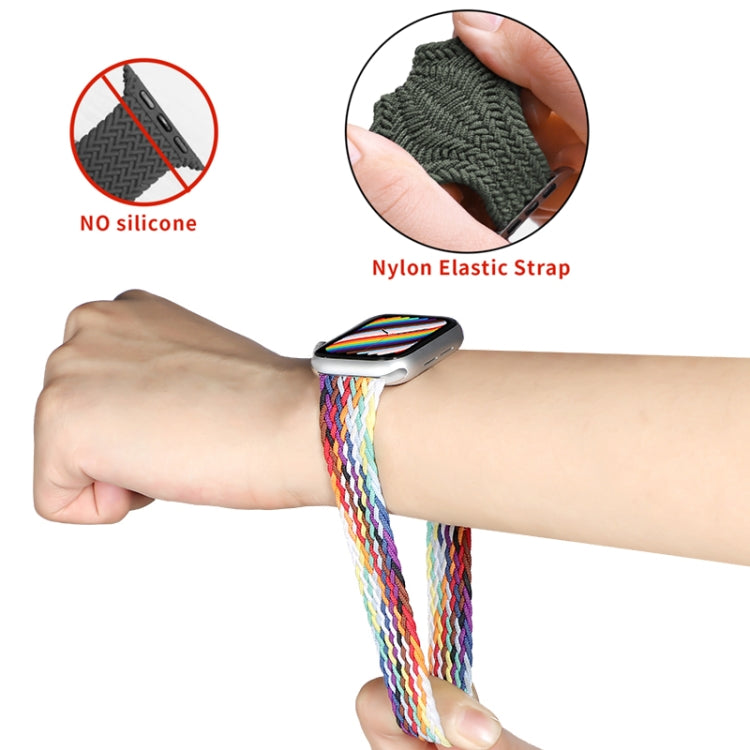 Nylon Single-turn Braided Watch Band For Apple Watch Ultra 49mm / Series 8&7 45mm / SE 2&6&SE&5&4 44mm / 3&2&1 42mm, Length:135mm(Colorful) - Watch Bands by buy2fix | Online Shopping UK | buy2fix