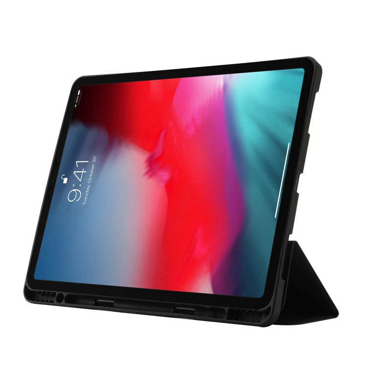 Skin Feel Pen Holder Tri-fold Tablet Leather Case For iPad Air 13 2024 / iPad Pro 12.9 2022 / 2021 / 2020 / 2018(Black) - iPad Pro 12.9 (2022/2021) Cases by buy2fix | Online Shopping UK | buy2fix