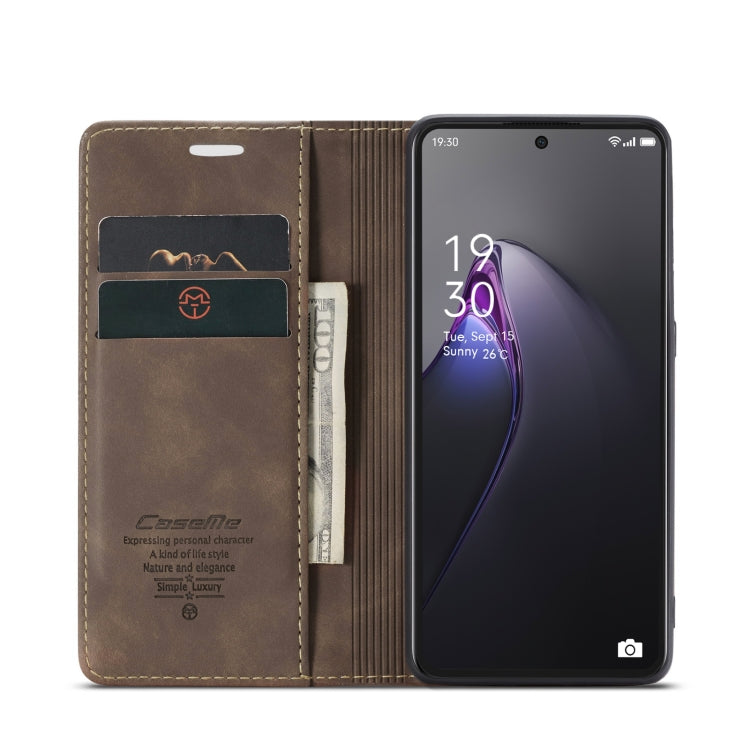 For OPPO Reno8 Pro 5G Global CaseMe 013 Multifunctional Horizontal Flip Leather Phone Case(Coffee) - OPPO Cases by CaseMe | Online Shopping UK | buy2fix