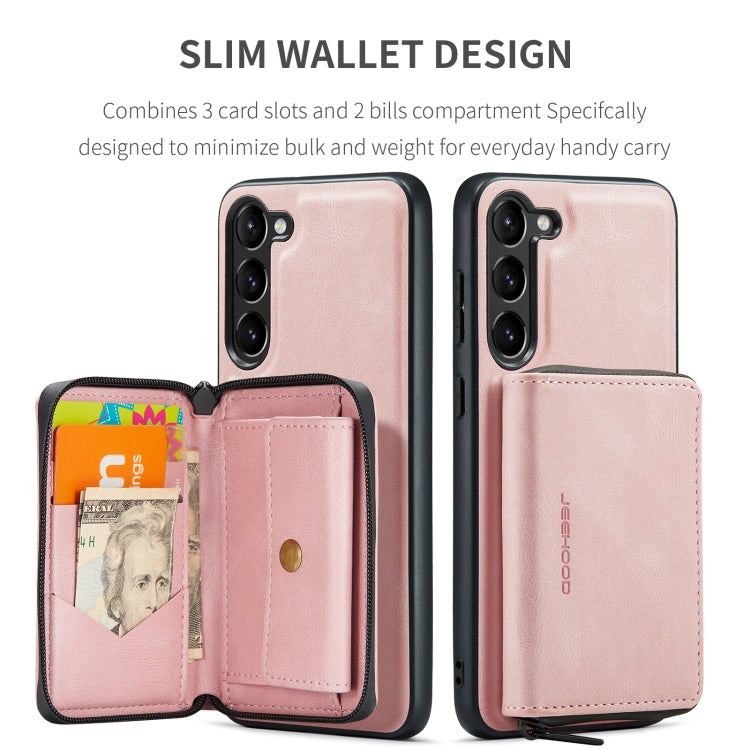 For Samsung Galaxy S24+ 5G JEEHOOD Magnetic Zipper Horizontal Flip Leather Phone Case(Pink) - Galaxy S24+ 5G Cases by JEEHOOD | Online Shopping UK | buy2fix