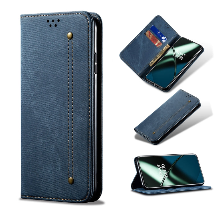 For OnePlus 11 Denim Texture Flip Leather Phone Case(Blue) - OnePlus Cases by buy2fix | Online Shopping UK | buy2fix