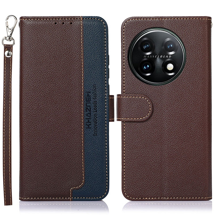 For OnePlus 11 KHAZNEH Litchi Texture Leather RFID Phone Case(Brown) - OnePlus Cases by buy2fix | Online Shopping UK | buy2fix