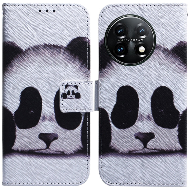 For OnePlus 11 Coloured Drawing Flip Leather Phone Case(Panda) - OnePlus Cases by buy2fix | Online Shopping UK | buy2fix