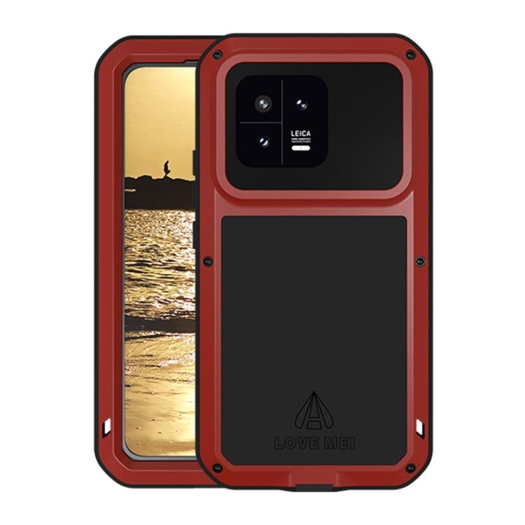 For Xiaomi 13 LOVE MEI Metal Shockproof Life Waterproof Dustproof Phone Case(Red) - Xiaomi Cases by LOVE MEI | Online Shopping UK | buy2fix