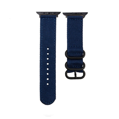 Black Buckle Canvas Watch Band For Apple Watch Ultra 49mm&Watch Ultra 2 49mm / Series 9&8&7 45mm / SE 3&SE 2&6&SE&5&4 44mm / 3&2&1 42mm(Dark Blue) - Watch Bands by buy2fix | Online Shopping UK | buy2fix