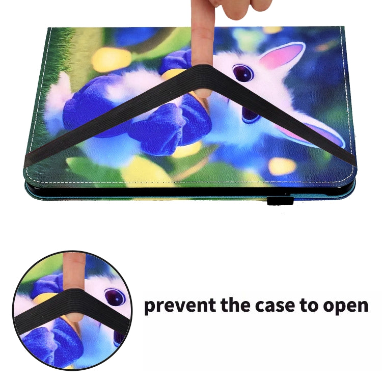 For Samsung Galaxy Tab S6 Lite P610 Colored Drawing Stitching Elastic Band Leather Smart Tablet Case(Cute Rabbit) - Tab S6 Lite P610 / P615 by buy2fix | Online Shopping UK | buy2fix