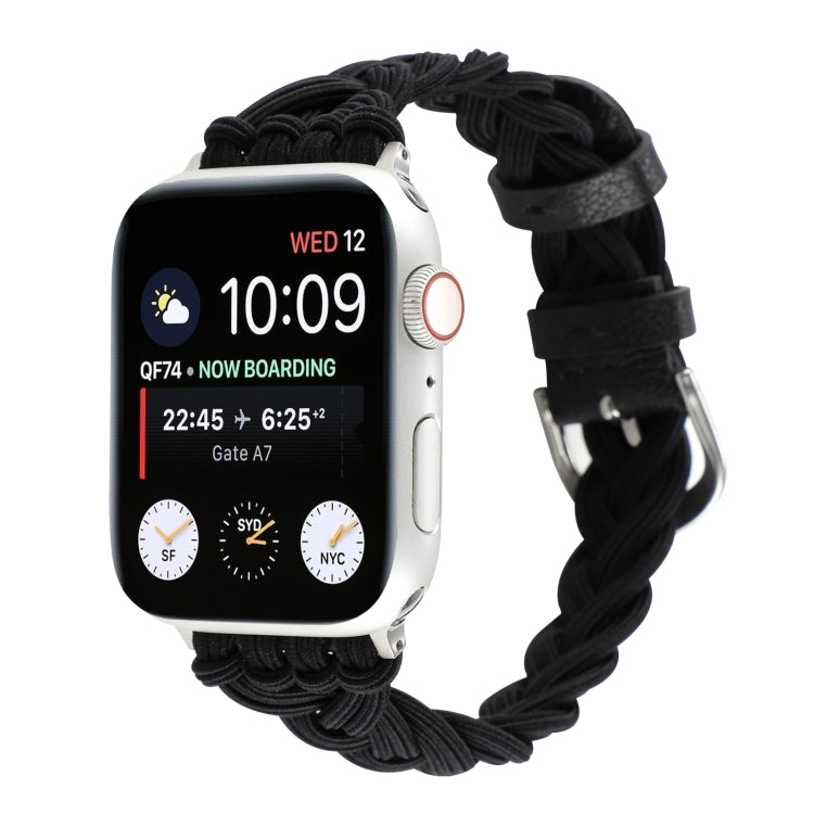 Single Elastic Nylon Braid Watch Band For Apple Watch Ultra 49mm&Watch Ultra 2 49mm / Series 9&8&7 45mm / SE 3&SE 2&6&SE&5&4 44mm / 3&2&1 42mm(Black) - Watch Bands by buy2fix | Online Shopping UK | buy2fix