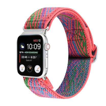 For Apple Watch Ultra 49mm&Watch Ultra 2 49mm / Series 9&8&7 45mm / SE 3&SE 2&6&SE&5&4 44mm / 3&2&1 42mm Buckle Elastic Nylon Watch Band(Rose Red) - Watch Bands by buy2fix | Online Shopping UK | buy2fix