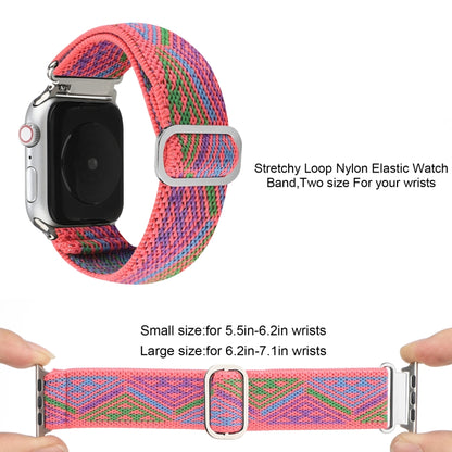 For Apple Watch Ultra 49mm&Watch Ultra 2 49mm / Series 9&8&7 45mm / SE 3&SE 2&6&SE&5&4 44mm / 3&2&1 42mm Buckle Elastic Nylon Watch Band(Rose Red) - Watch Bands by buy2fix | Online Shopping UK | buy2fix