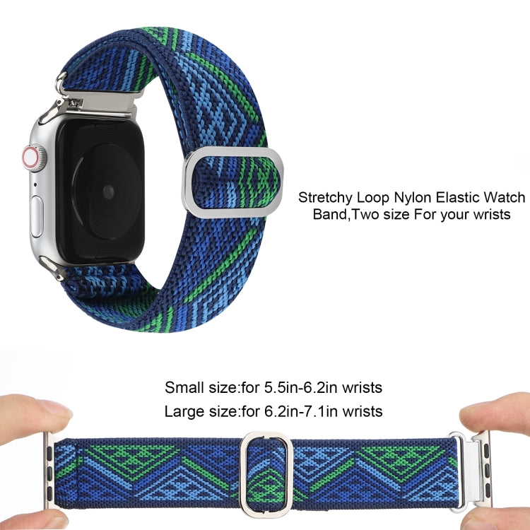 For Apple Watch Ultra 49mm&Watch Ultra 2 49mm / Series 9&8&7 45mm / SE 3&SE 2&6&SE&5&4 44mm / 3&2&1 42mm Buckle Elastic Nylon Watch Band(Dark Blue) - Watch Bands by buy2fix | Online Shopping UK | buy2fix