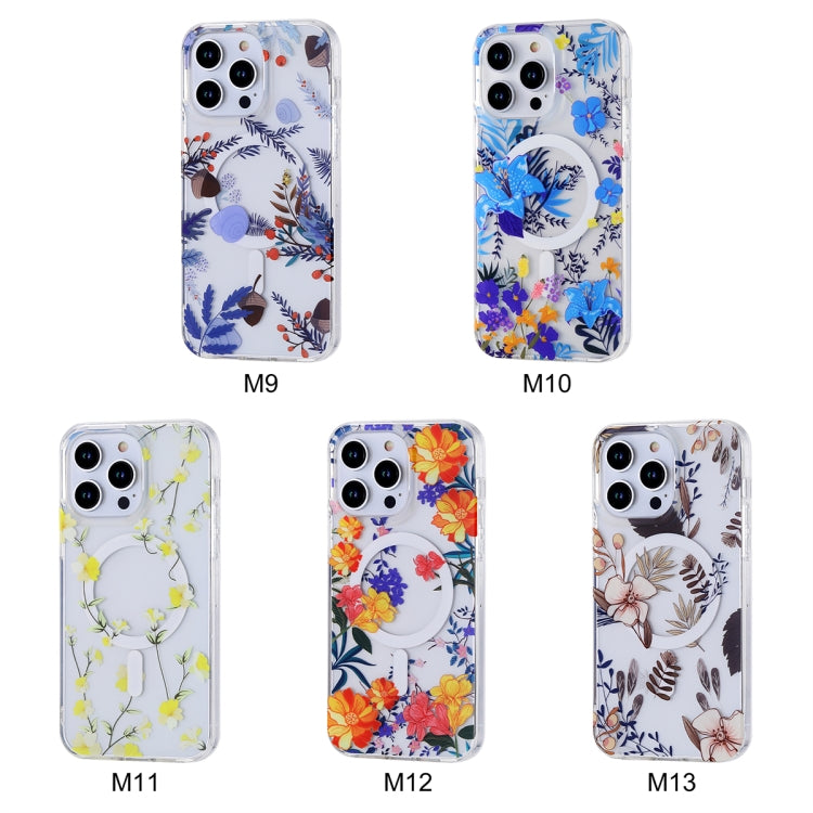 For iPhone 12 Pro Max Transparent Double Sided Magsafe Phone Case(Sky Blue Flower) - iPhone 12 Pro Max Cases by buy2fix | Online Shopping UK | buy2fix