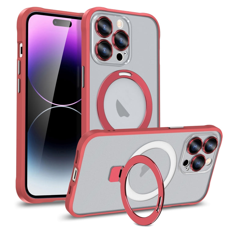 For iPhone 12 Pro Max Metal Eyes Series MagSafe Magnetic Holder Phone Case(Red) - iPhone 12 Pro Max Cases by buy2fix | Online Shopping UK | buy2fix