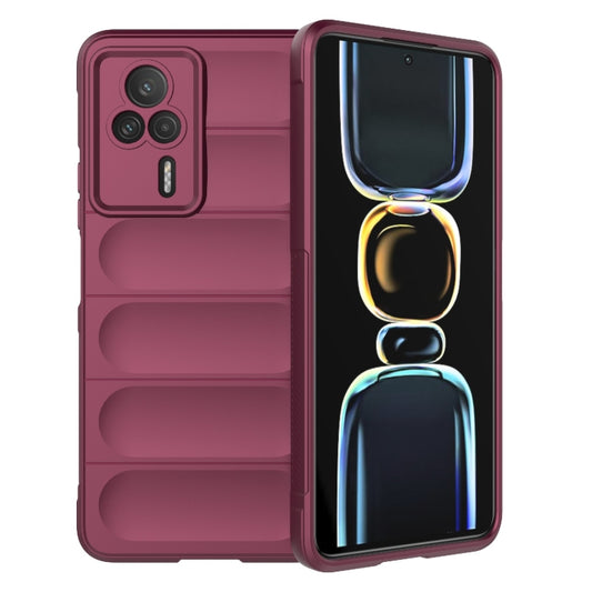 For Xiaomi Redmi K60E 5G Magic Shield TPU + Flannel Phone Case(Wine Red) - Xiaomi Cases by buy2fix | Online Shopping UK | buy2fix