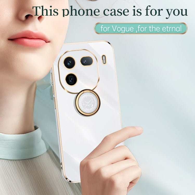 For vivo iQOO 12 Pro 5G XINLI Straight Edge 6D Electroplate TPU Phone Case with Ring Holder(Mint Green) - iQOO 12 Pro Cases by XINLI | Online Shopping UK | buy2fix