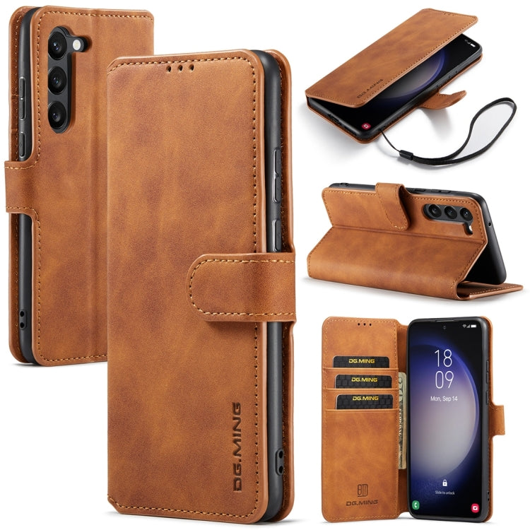 For Samsung Galaxy S23+ 5G DG.MING Retro Oil Edge Flip Leather Phone Case(Brown) - Galaxy S23+ 5G Cases by DG.MING | Online Shopping UK | buy2fix