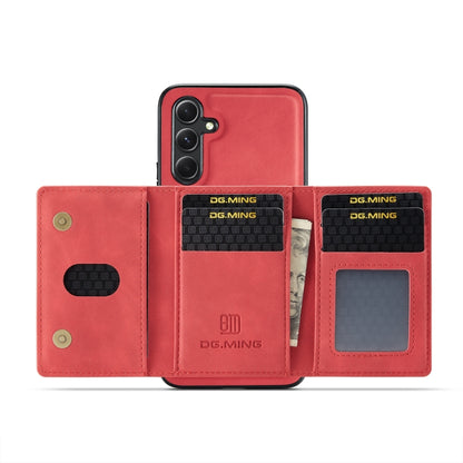 For Samsung Galaxy A34 5G DG.MING M2 Series 3-Fold Multi Card Bag + Magnetic Phone Case(Red) - Galaxy Phone Cases by DG.MING | Online Shopping UK | buy2fix