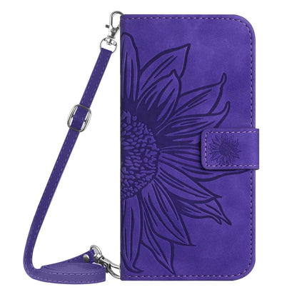 For Xiaomi Redmi 13C 5G Skin Feel Sun Flower Embossed Flip Leather Phone Case with Lanyard(Dark Purple) - 13C Cases by buy2fix | Online Shopping UK | buy2fix