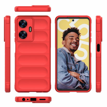 For Realme C55 4G Magic Shield TPU + Flannel Phone Case(Dark Green) - Realme Cases by buy2fix | Online Shopping UK | buy2fix