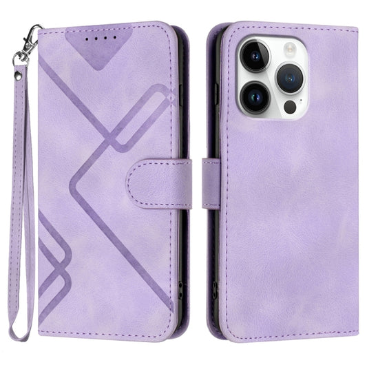 For iPhone 16 Pro Line Pattern Skin Feel Leather Phone Case(Light Purple) - iPhone 16 Pro Cases by buy2fix | Online Shopping UK | buy2fix