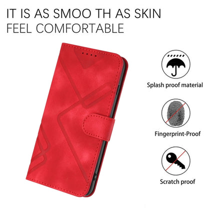 For iPhone 16 Line Pattern Skin Feel Leather Phone Case(Red) - iPhone 16 Cases by buy2fix | Online Shopping UK | buy2fix