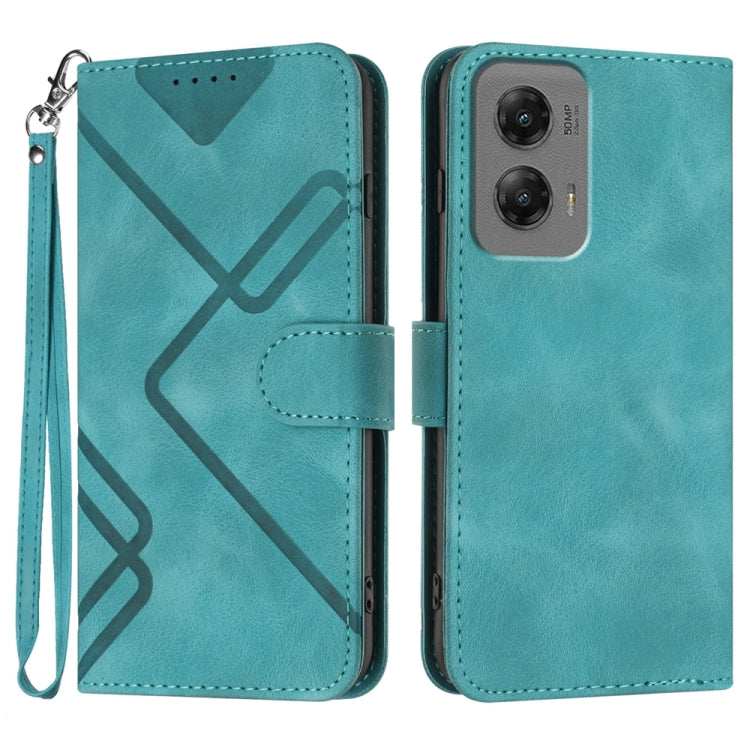 For Motorola Moto G Stylus 5G 2024 Line Pattern Skin Feel Leather Phone Case(Light Blue) - Motorola Cases by buy2fix | Online Shopping UK | buy2fix